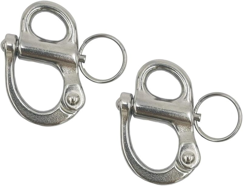 Douzime 2 Inches Fixed Bail Snap Shackle for Bracelet Sail Boat Yacht 316 Stainless Steel Silver 2 Pack - Image 1